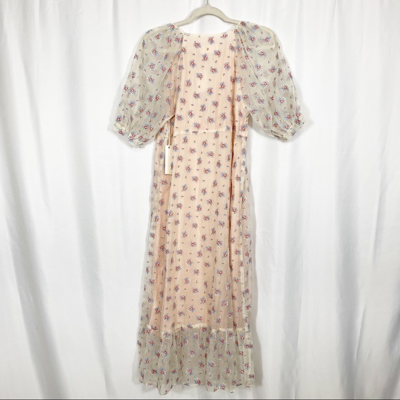 Capulet x Anthropologie Sheer Rosewood Embroidered Prairie Dress Cottagecore - Picture 4 of 14